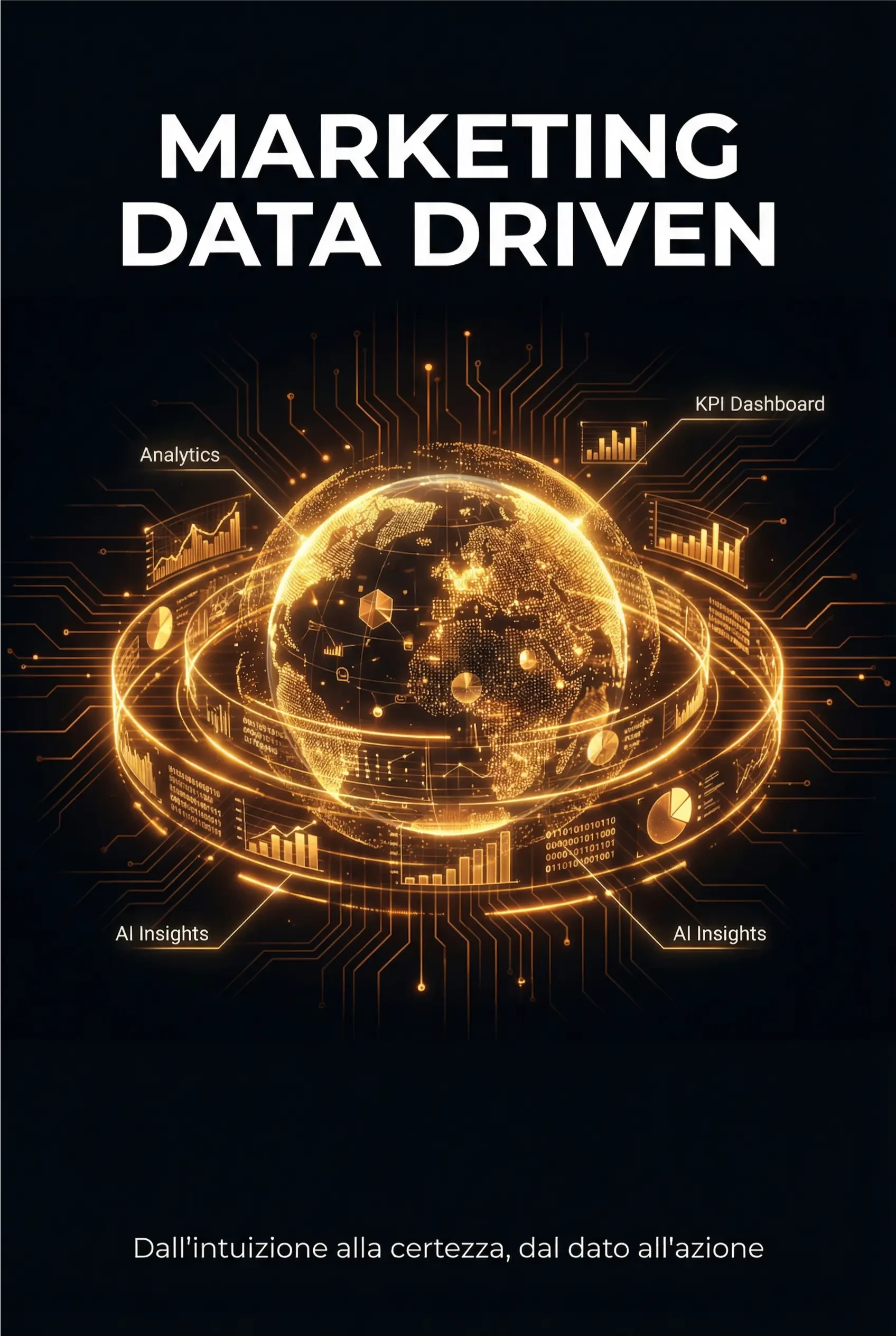 mondo interconnesso dorato su sfondo nero